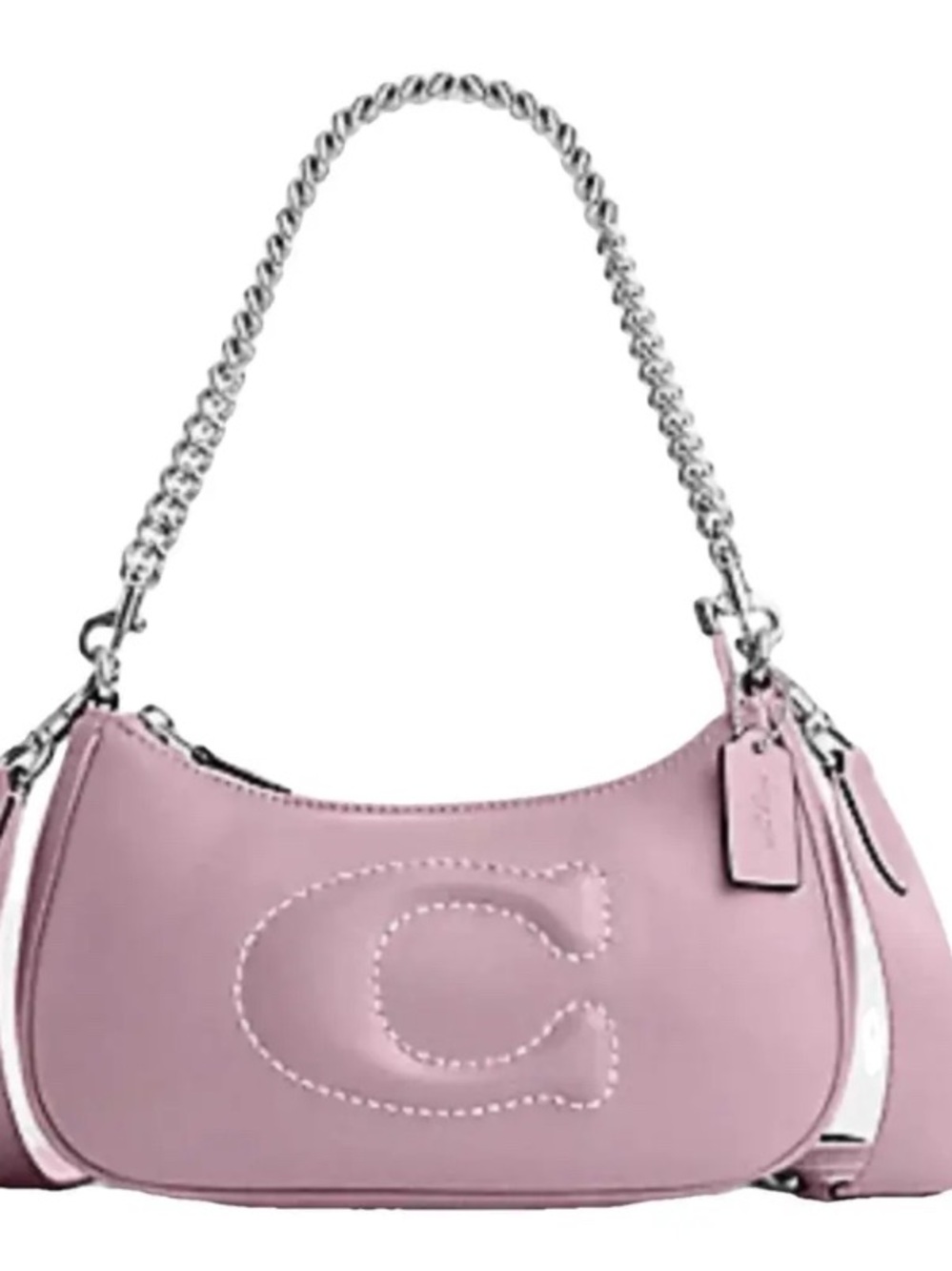 Coach Quilted Teri Pastel Pink Leather Hobo Bag with Silver Chain